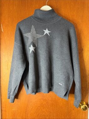 DKNY Gray Star-Accent Turtleneck Sweater
